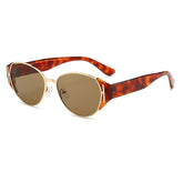 (6 PACK) Wholesale Sunglasses Korean Vintage Women Square Round 2025 - BulkSunglassesWholesale.com - Leopard Print Temple Tea Lens